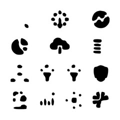 Fototapeta premium Diverse collection of abstract minimalist symbols and stylized icons rendered in a rustic black-and-white doodle art style, representing various conceptual elements for modern graphic design projects