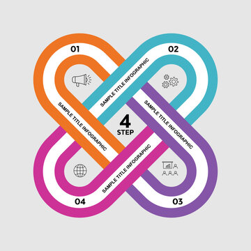 Circle infographic with 4 easy to use options and steps for presentation templates and can be edited to suit your reporting needs. 4 step circle infographic. Vector design.