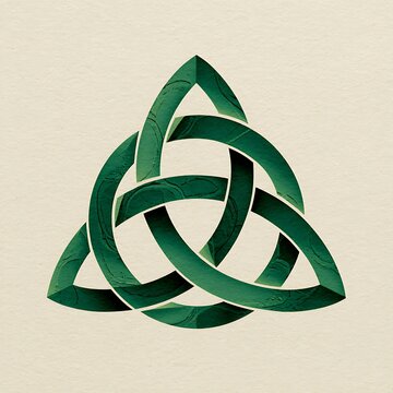Green textured Celtic knot symbol on a light background