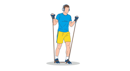 Fototapeta premium Fitness, athletic man, skiing, vector illustration, sports, workout, exercise