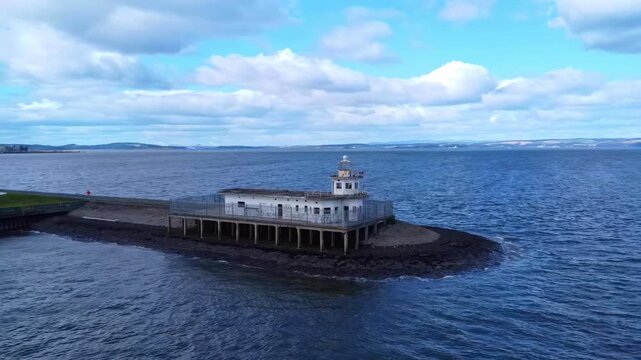 Aerial View of Lighthouse Building on the Edinburgh Coastline