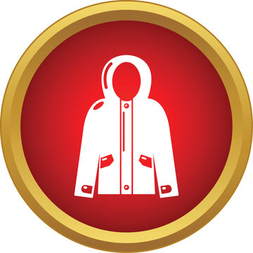 Winter parka jacket icon presenting a warm outerwear garment