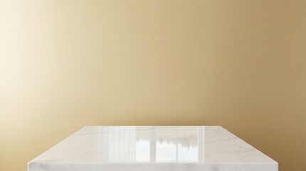 Fototapeta premium Marble table top display with beige wall background for product presentation