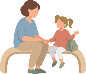 Fototapeta premium Mother And Daughter Holding Hands On A Bench