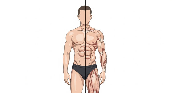 Tattooed Muscular Man Body Illustration.