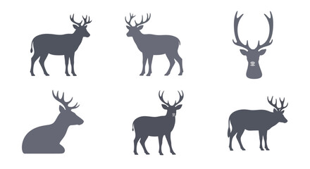 Fototapeta premium Deer Silhouettes in Various Poses.