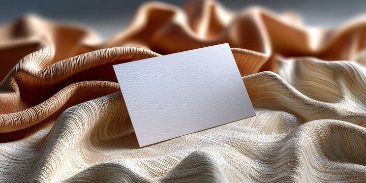 Blank card surrounded by satin ribbons and silk scraps in various cream tones "Postcard mockup, cardmockup, greetingcard, giftcard"