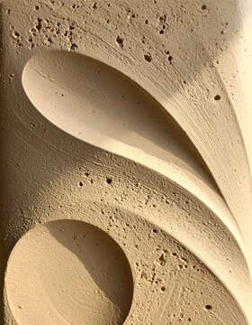 Warm sand micro-cement macro: Smooth hand-applied plaster texture in beige tones for organic minimalist interior design and wellness branding