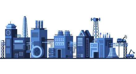Fototapeta premium Industrial complex with various factory buildings and infrastructure.
