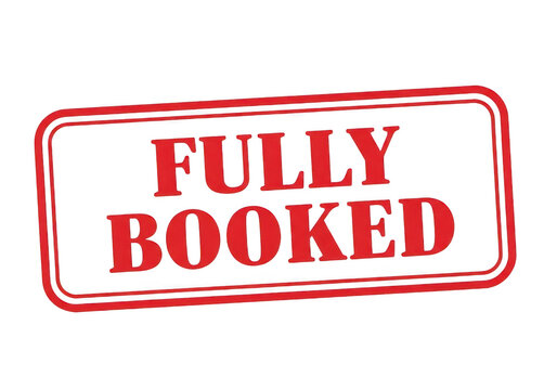 Fully booked stamp for reservation confirmation isolated on transparent background