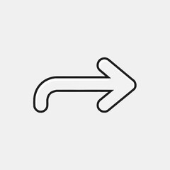 Fototapeta premium Simple black outline of a rightward pointing arrow icon.