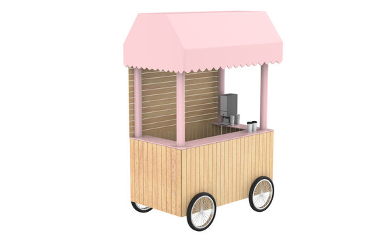 small coffee cart isolated on white background. 3d illustration