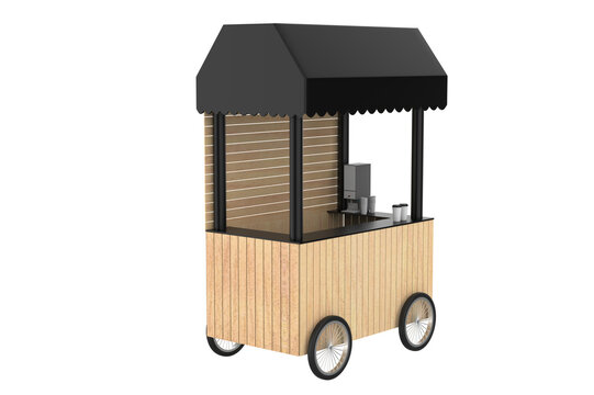 small coffee cart isolated on white background. 3d illustration