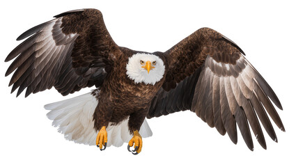 Obraz premium Majestic Bald Eagle Flying with Extended Wings and Sharp Gaze