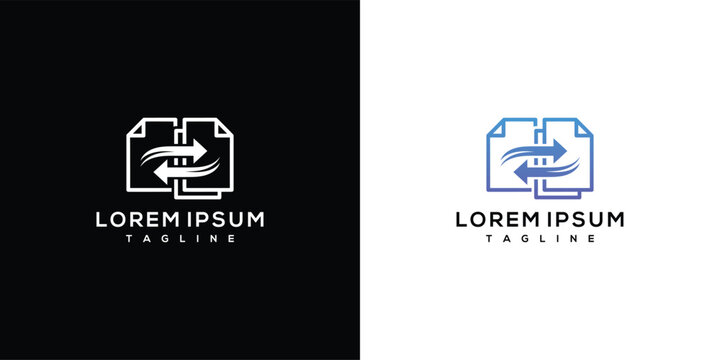 Document Data File Exchange Transfer Logo Design Template