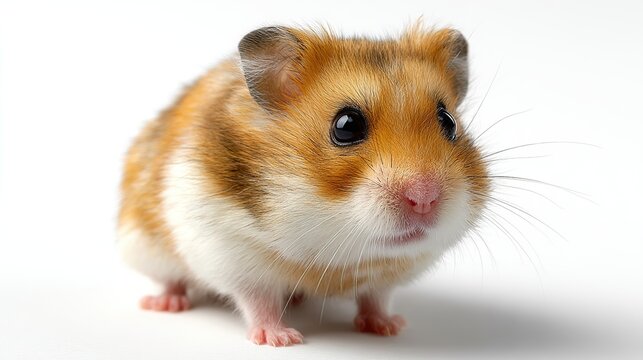 The Curious Gaze of the Golden Hamster: A captivating golden hamster, with its fluffy fur and gentle eyes, pauses for a moment, revealing its innate charm and curious nature.