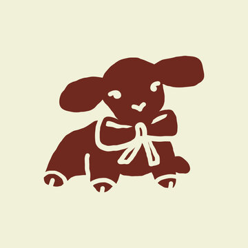 Lamb with bow vector artwork featuring a soft sketch style and a floating star element, creating a calm, celestial-inspired composition ideal for romantic and aesthetic visuals.