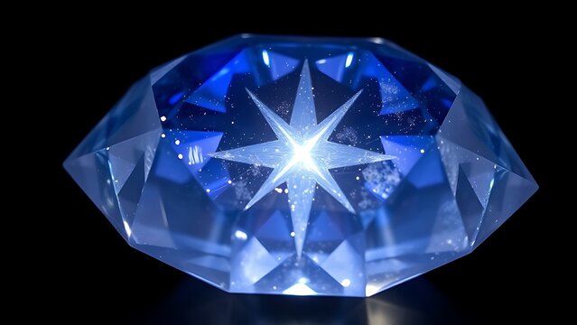 Sapphire crystal exhibiting a natural star pattern, gemstone close-up.