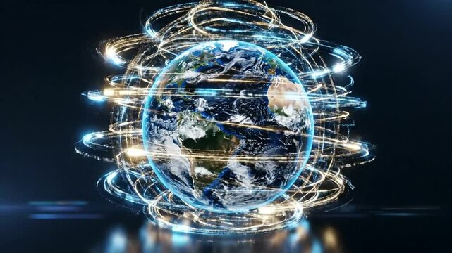 Global network and earth connection technology.