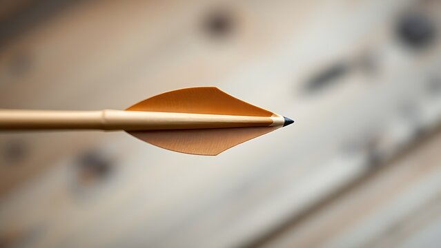 A single arrow nocked on a bowstring, focus on the arrowhead.