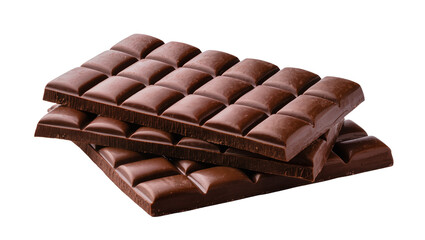 Obraz premium Stacked Dark Chocolate Bars with Square Sections and Glossy Surface