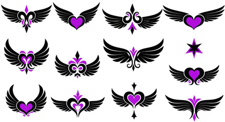 Collection of Winged Heart and Fleur de Lis Designs. © Tuju