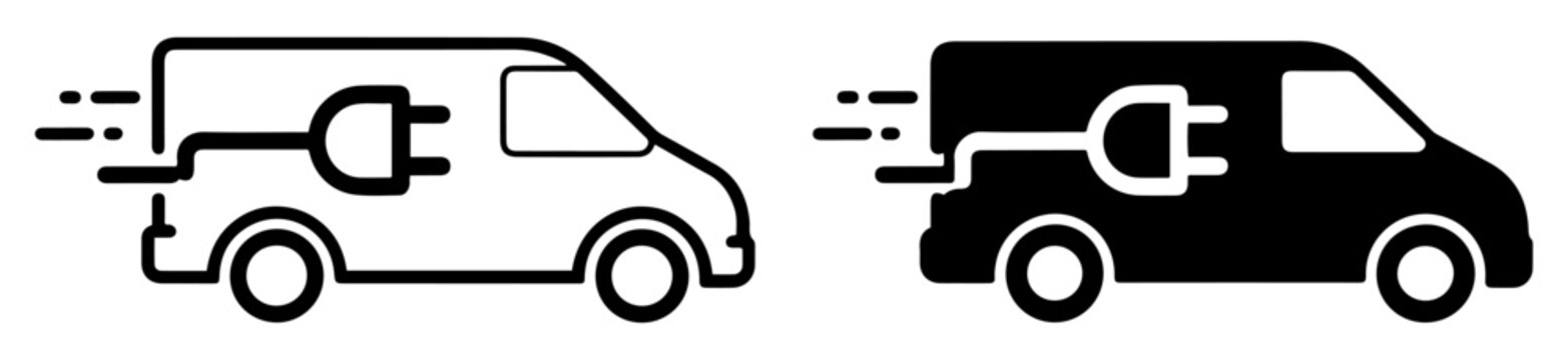electric delivery truck icon fast shipping service