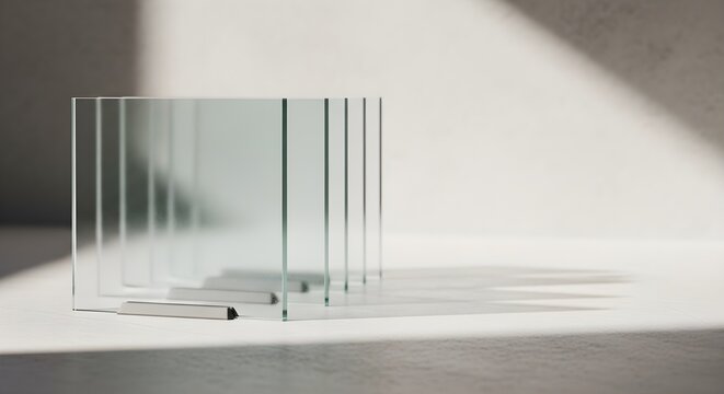 Silver Ethereum coin standing on a minimalist beige surface with a long shadow in soft light.