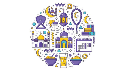 Obraz premium Vibrant illustration of islamic culture and ramadan traditions Vector