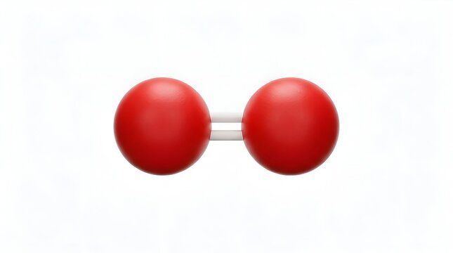 Oxygen Molecule O2 3D Model on White Background