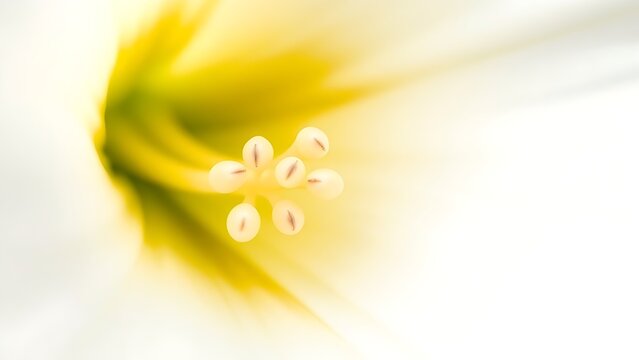 Macro view inside a white lily's ovary showing tiny ovules.