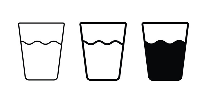 Vector Glass Icons Half Full Empty Levels Minimalist Perspective Design
