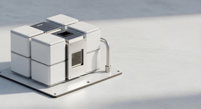 Minimalist modular high-tech machine component designed for advanced laboratory research and industrial automation.