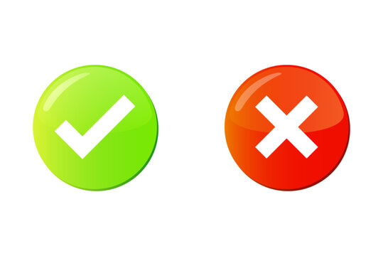 Pair of vector user interface UI buttons for voting or decision making. Clean flat design for mobile apps, games, polls, and surveys 