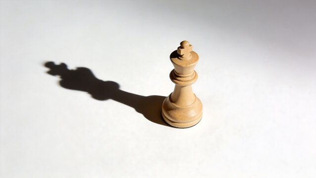 Wooden chess king piece on white surface