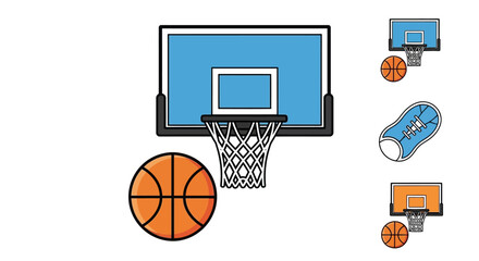 Basketball hoop with ball and net. © Mbah