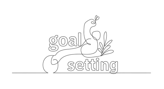Goal Setting Abstract Art: Peacock and Plant Illustration with Text