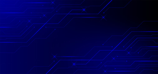 Obraz premium A futuristic blue digital circuit board vector pattern featuring technical engineering lines and network communication design for a modern computer technology business background