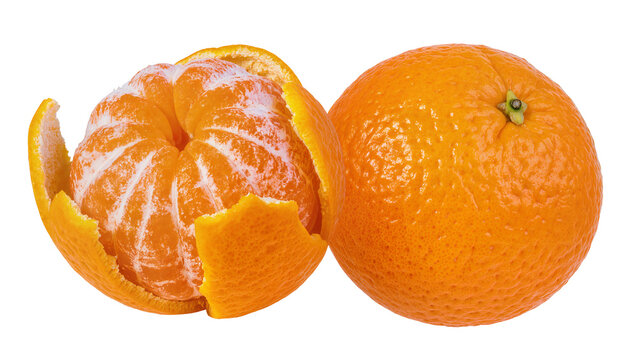 Peel orange and whole tangerine citrus fruits
