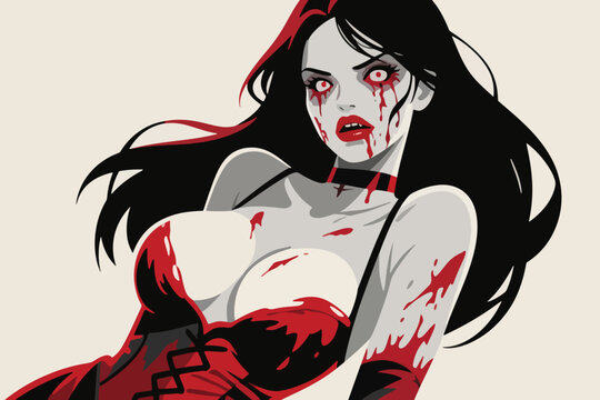 Scary Sexy Zombie Vector Illustration Creative Design Template 