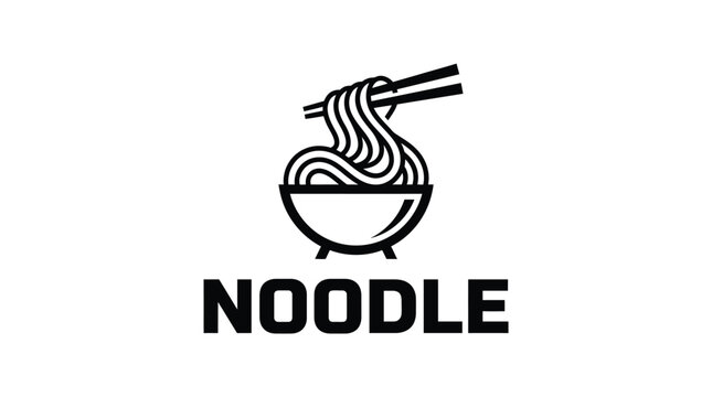Noodle Logo Design with Chopsticks and Bowl.