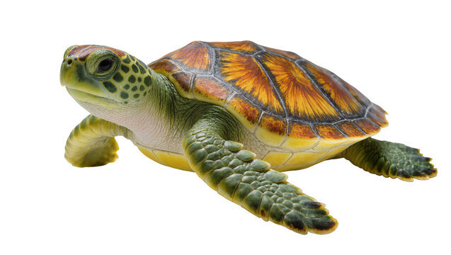 Green Sea Turtle Swimming with Textured Carapace and Flippers