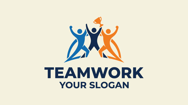 Teamwork Success Celebration Logo.