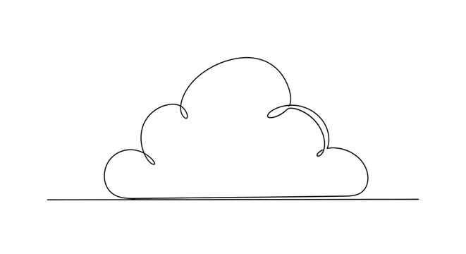 Single Line Drawing Cloud Icon, Minimalist Weather Symbol, Continuous Line Art