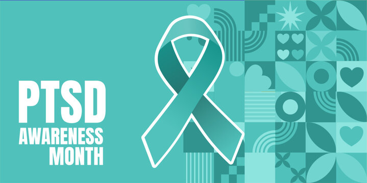 Posttraumatic Stress Disorder or PTSD Awareness Month - - baner, poster, card - vector illustration