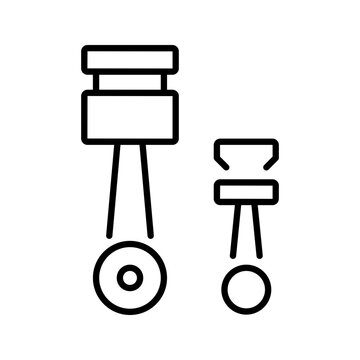 Engine piston icon. Industry and engine components line symbol. Black and white.