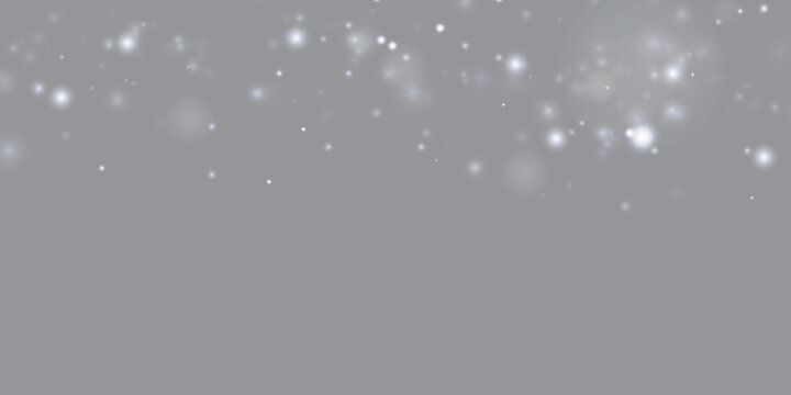 White dust glows in soft light, scattering sparkle, glitter bokeh. Twinkle particle, stardust highlights flare gently. Festive magical sparks with glare, lens flare, PNG vector illustration.