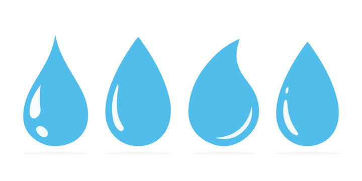 Water Splash Vector And Drop Logo Set - Isolated On White Background. Vector Collection Of Flat Water Splash and Drop Logo. Icons For Droplet, Wave, Rain, Raindrop, Company Logo And Bubble Design