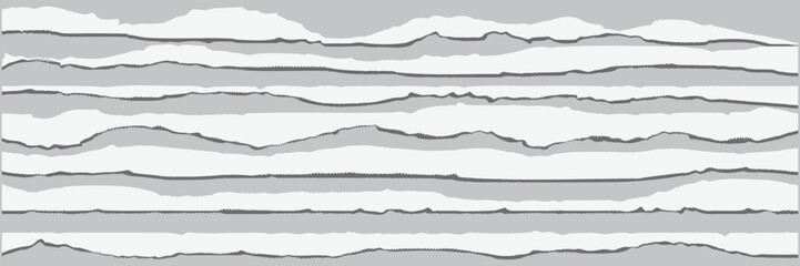 Naklejka premium Torn paper, tear with shadow placed on a white background, vector illustration set for creative artwork