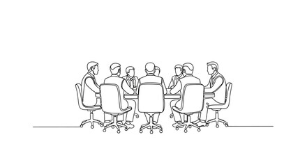 Fototapeta premium Business Meeting, Team Collaboration, Boardroom Discussion, People Sitting Around Table